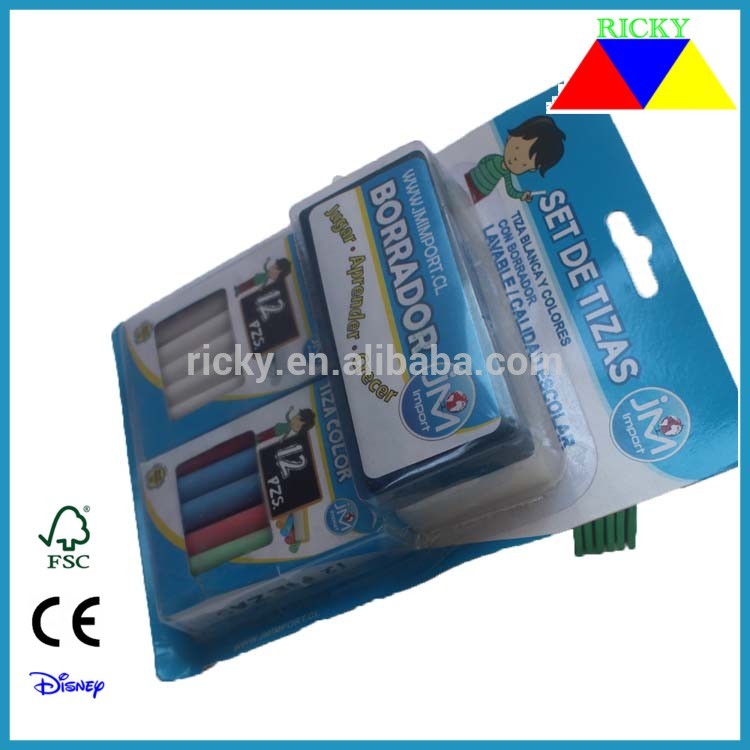Discount Price Stationery School Set - CH-R002 Hot Sale Non-Toxic Chalk Set with chalk board brush – Ricky Stationery detail pictures